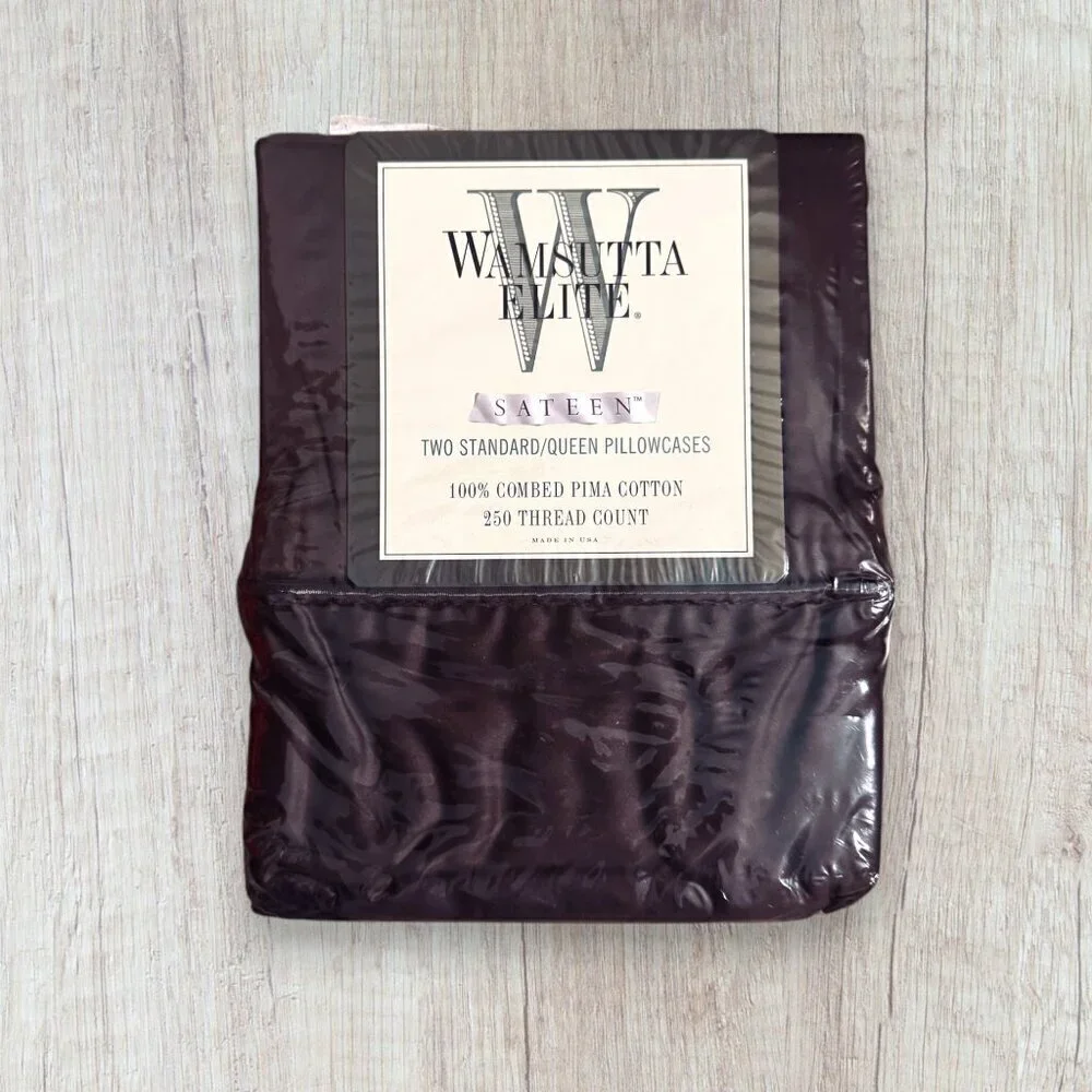 NEW Vintage Y2K WAMSUTTA 100% Pima Combed Cotton 2 Pillowcases Truffle Brown